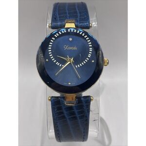 Xanadu Women's Quartz Watch Blue Leather Band Gold Case- New‎ Battery